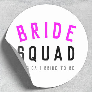 Bride Squad   Hot-roze Bachelorette Bridesmaid Ronde Sticker