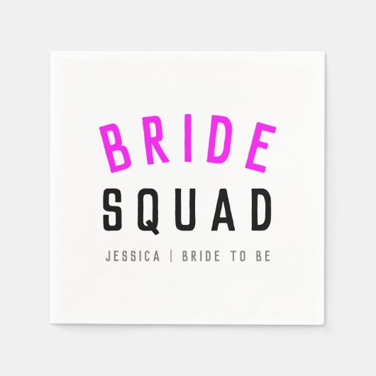 Bride Squad | Hot-roze Bachelorette Bridesmaid Servet (Voorkant)