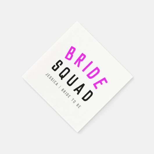Bride Squad | Hot-roze Bachelorette Bridesmaid Servet (Hoek)