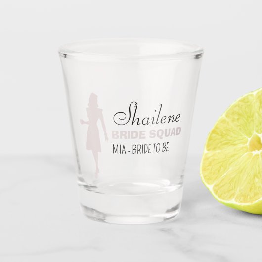 Bride Squad | Hot-roze Bachelorette Bridesmaid Sho Shot Glas (Voorkant)
