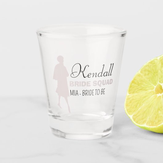 Bride Squad | Hot-roze Bachelorette Bridesmaid Shot Glas (Voorkant)