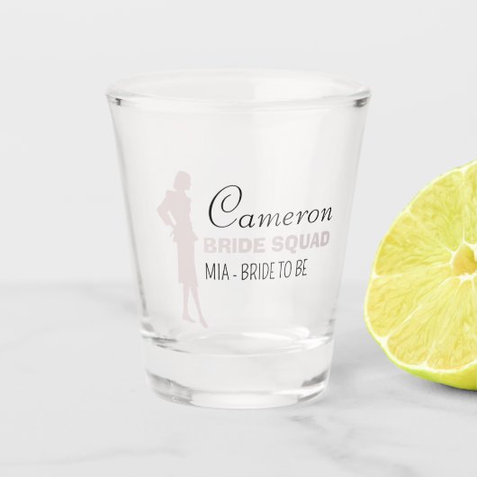 Bride Squad | Hot-roze Bachelorette Bridesmaid Shot Glas (Voorkant)