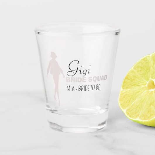 Bride Squad | Hot-roze Bachelorette Bridesmaid Shot Glas (Voorkant)