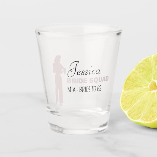 Bride Squad | Hot-roze Bachelorette Bridesmaid Shot Glas (Voorkant)