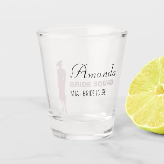 Bride Squad | Hot-roze Bachelorette Bridesmaid Shot Glas (Voorkant)