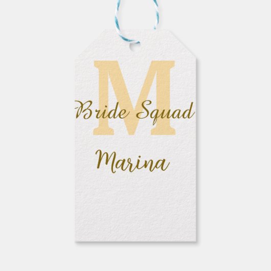 Bride squad monogram golden bridal shower simple  cadeaulabel (Achterkant)