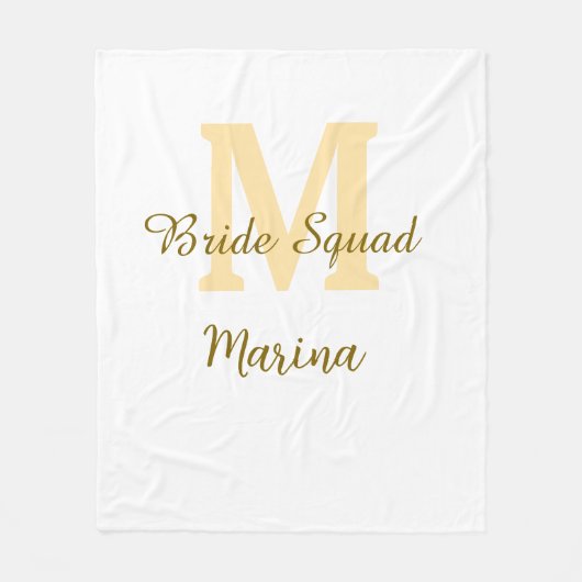 Bride squad monogram golden bridal shower simple  fleece deken (Voorkant)