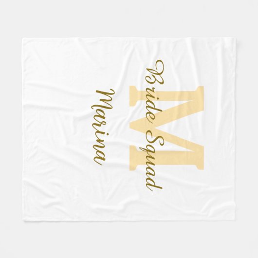 Bride squad monogram golden bridal shower simple fleece deken (Voorkant (Horizontaal))