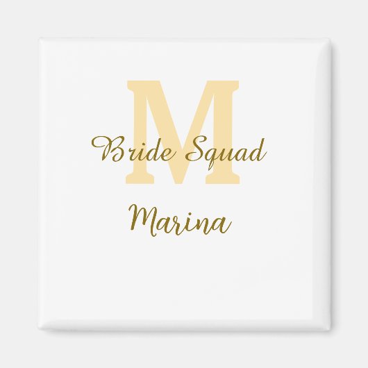 Bride squad monogram golden bridal shower simple  magneet (Voorkant)