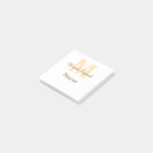 Bride squad monogram golden bridal shower simple  post-it® notes (Schuin)