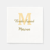 Bride squad monogram golden bridal shower simple  servet (Voorkant)