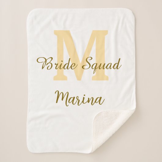 Bride squad monogram golden bridal shower simple  sherpa deken (Voorkant)