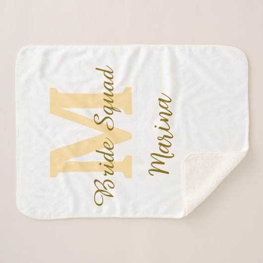 Bride squad monogram golden bridal shower simple  sherpa deken (Voorkant (horizontaal))
