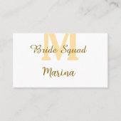 Bride squad monogram golden bridal shower simple  visitekaartje (Voorkant)