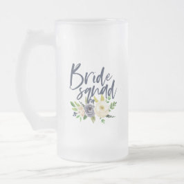 bride squad navy floral bachelorette vrijgezellenf matglas bierpul