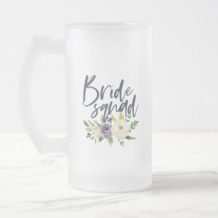 bride squad navy floral bachelorette vrijgezellenf matglas bierpul