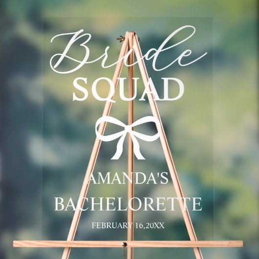 Bride Squad Personalized Bachelorette Welcome Acryl Bord (Neutraal)