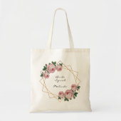 Bride Squad Pink Floral Elegant Gold Glitter Geo Tote Bag (Voorkant)