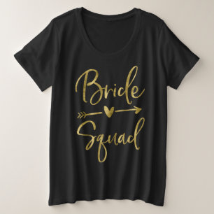 Bride Squad Plus-Size VNeck Faux Gold Script Arrow Grote Maat T-shirt