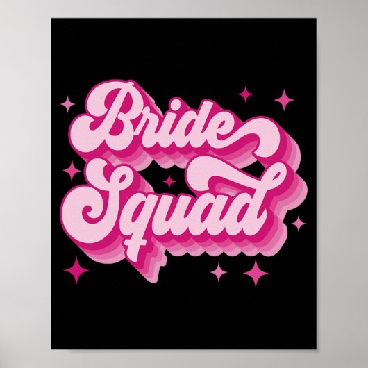 Bride Squad Retro Bruidsfeest Bachelorett Poster (Voorkant)