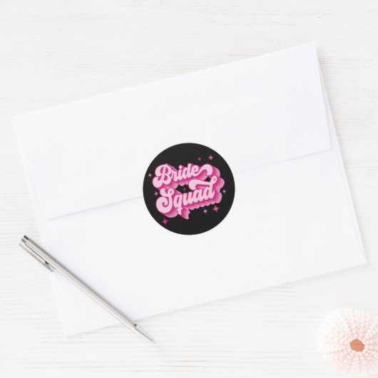 Bride Squad Retro Bruidsfeest Bachelorett Ronde Sticker (Envelop)