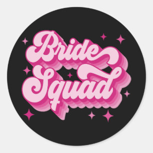Bride Squad Retro Bruidsfeest Bachelorett Ronde Sticker