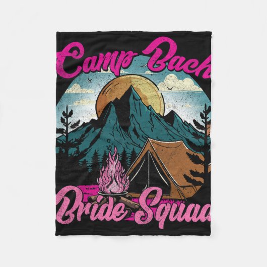 Bride Squad Retro Camping Camp vrijgezellenfeest Fleece Deken (Voorkant)