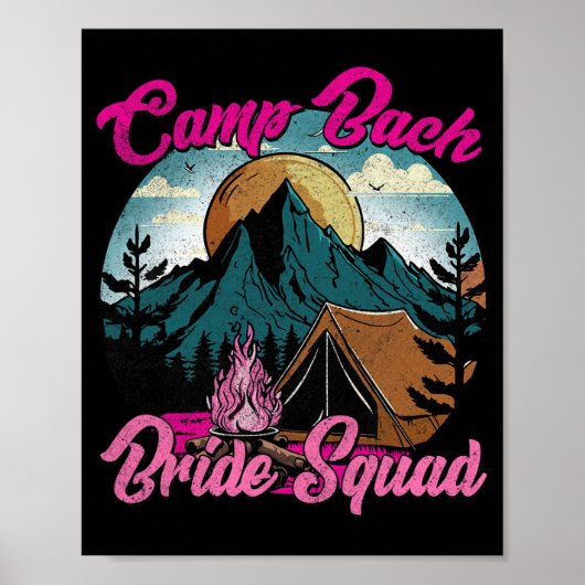 Bride Squad Retro Camping Camp vrijgezellenfeest Poster (Voorkant)