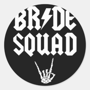 Bride Squad Rock N Roll Gothic Halloween Bachelore Ronde Sticker