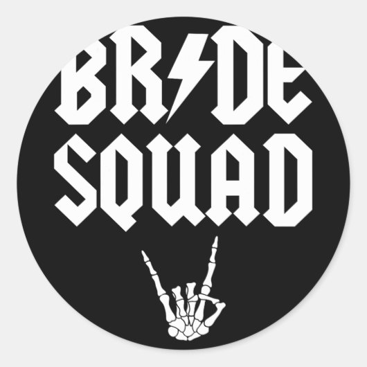 Bride Squad Rock N Roll Gothic Halloween Bachelore Ronde Sticker (Voorkant)
