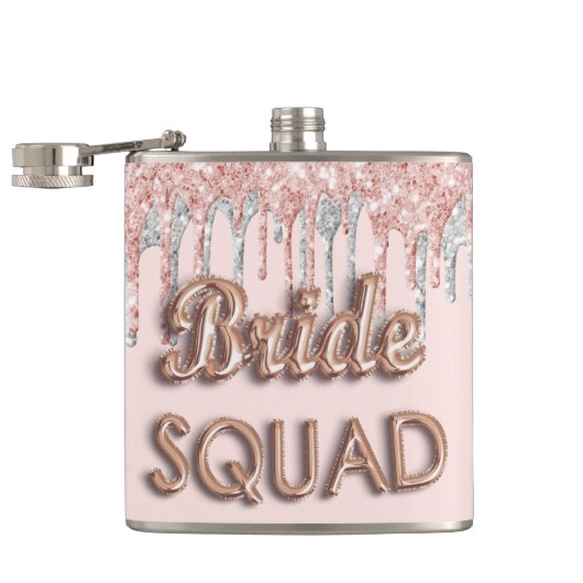Bride squad roos gold glitter siver bachelotette heupfles (Geopend)
