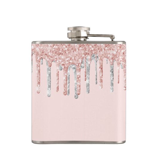 Bride squad roos gold glitter siver bachelotette heupfles (Achterkant)