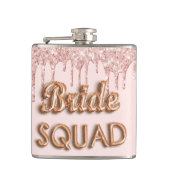 Bride squad roos goud glitter roze bachelotette heupfles (Voorkant)