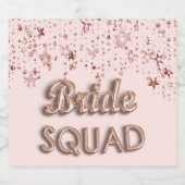 Bride squad roos gouden roze sterren bachelotette sparkling wijnetiket (Enkel label)