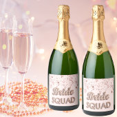 Bride squad roos gouden roze sterren bachelotette sparkling wijnetiket