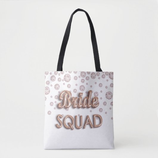Bride squad roos gouden witte diamanten bachelotet tote bag (Voorkant)