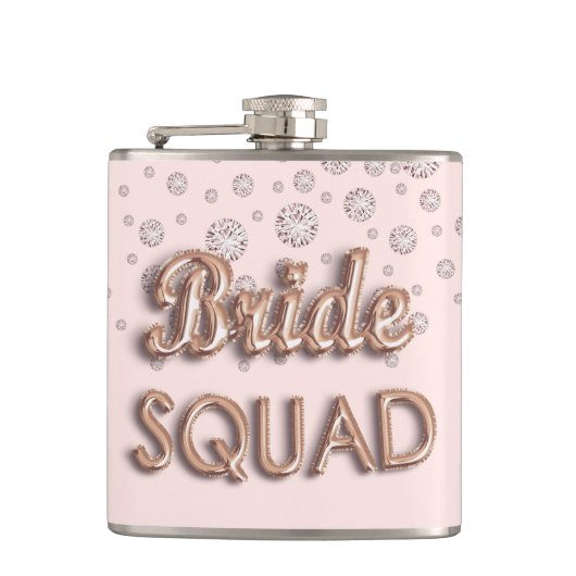 Bride squad roos goudroze diamant bachelotette heupfles (Voorkant)