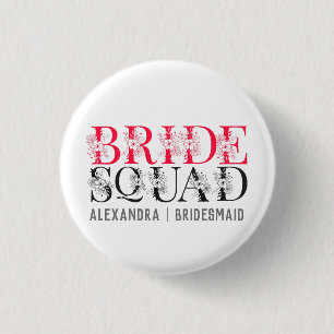Bride Squad   Roze Bachelorette Party Bridesmaid Ronde Button 3,2 Cm