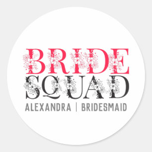 Bride Squad   Roze Bachelorette Party Bridesmaid Ronde Sticker