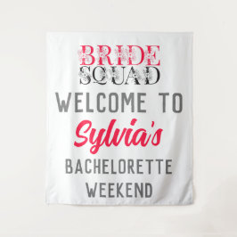 Bride Squad | Roze Bachelorette Party Bruidsmeisje Wandkleed