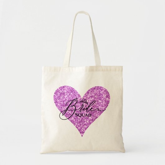 Bride Squad - Roze sparkle Glitter Heart Tote Bag (Voorkant)