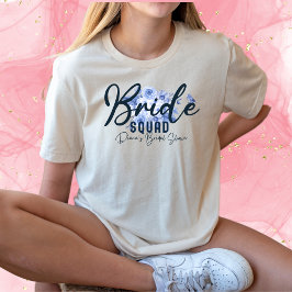 Bride Squad-Rustic Dusty Blue Roos Waterverf-Boho T-shirt