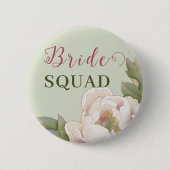Bride Squad Sage and Blush Pink Floral Button (Voorkant)