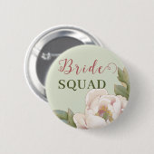 Bride Squad Sage and Blush Pink Floral Button (Voorkant /achterkant)