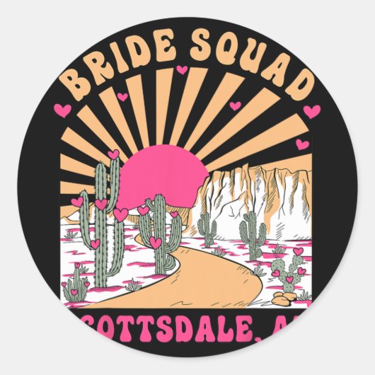 Bride Squad Scottsdale Desert Disco Bachelorette P Ronde Sticker (Voorkant)