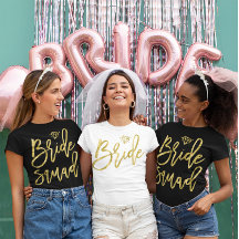 Bride Squad Shirt met Faux Gold Diamond grafische 