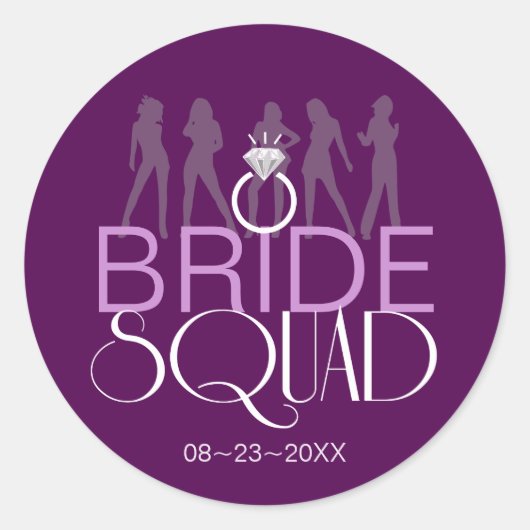 Bride Squad Silhouettes White op Darks ID252 Ronde Sticker (Voorkant)
