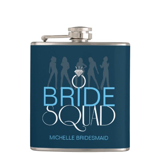 Bride Squad Silhouettes White op Donkere ID252 Heupfles (Voorkant)