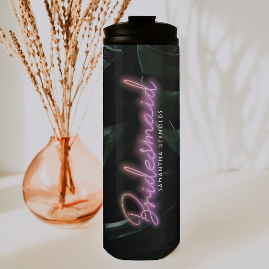 Bride Squad | Tropisch palms Bachelorette-monogram Thermosbeker