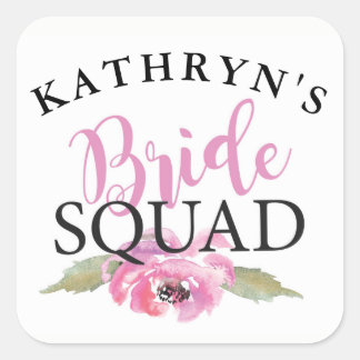 Bride Squad Vrijgezellenfeest Stickers Bloemen Roz